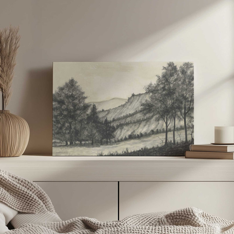 «Windswept Valley I» par Michael Willett, reproduction d'art sur toile, H 32 po x l 48 po, Argent argent