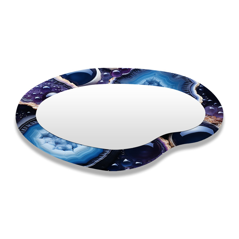 Blue Stone Geode Volcano - Grand miroir mural asymétrique