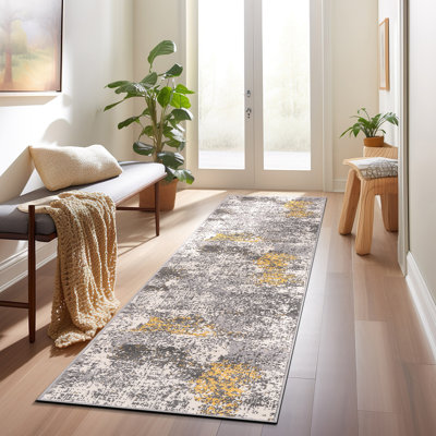 Tapis gris / jaune / ivoire Rainiero