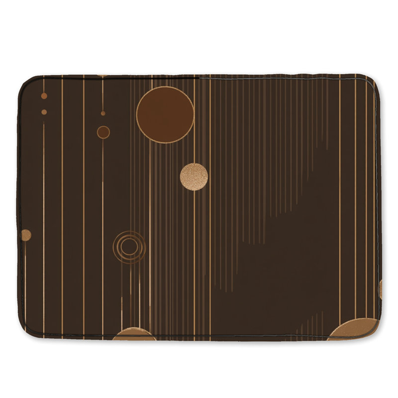 Circles Bath Mat Abstract Bathroom Decor Art Deco, Single - 34" L x 21" W, Brown Geometric/Abstract