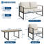 Ensemble de conversation de patio 4 pièces avec table basse en bois, canapé et chaises rembourrés, ensemble de meubles en fer pour balcon et cour-1446000902