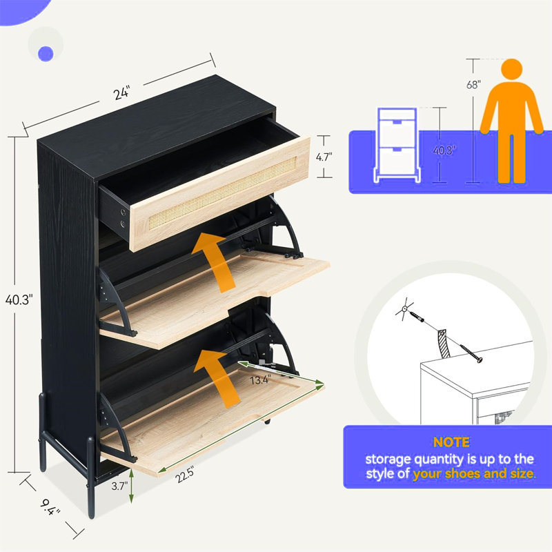 12 Pair Shoe Storage Cabinet