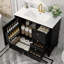 Meuble-lavabo élégant avec lavabo en céramique, tiroirs et tablettes pour petits espaces-60845034