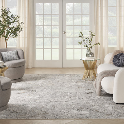 Tapis abstrait en polyester gris Brejae