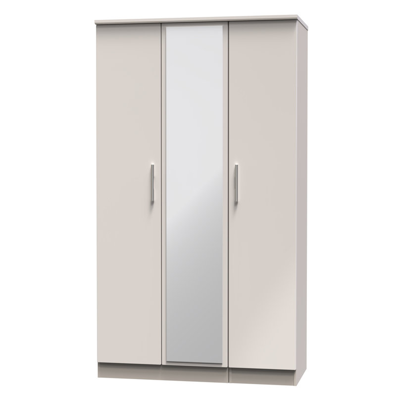 Borgeson Tall Triple Mirror Wardrobe, Gloss/Kashmir