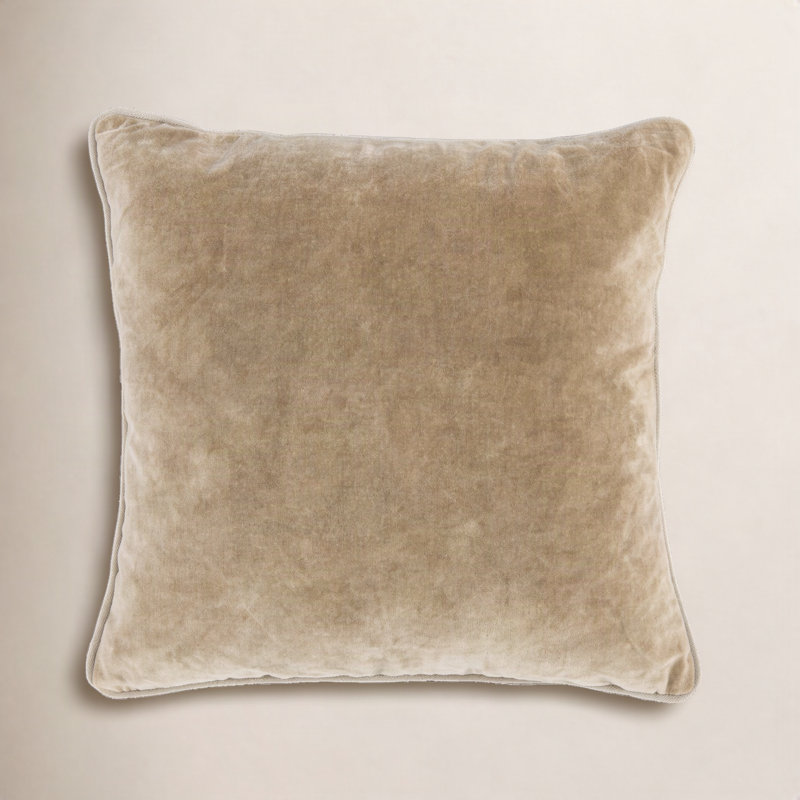 Goodall Velvet Pillow Cover & Insert, Square 18", Wheat Brown