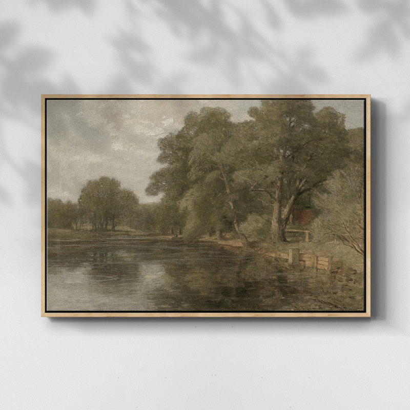 Paysage rétro - DCIX, Toile naturelle avec cadre flottant, H 25 po x l 17 po x P 2 po