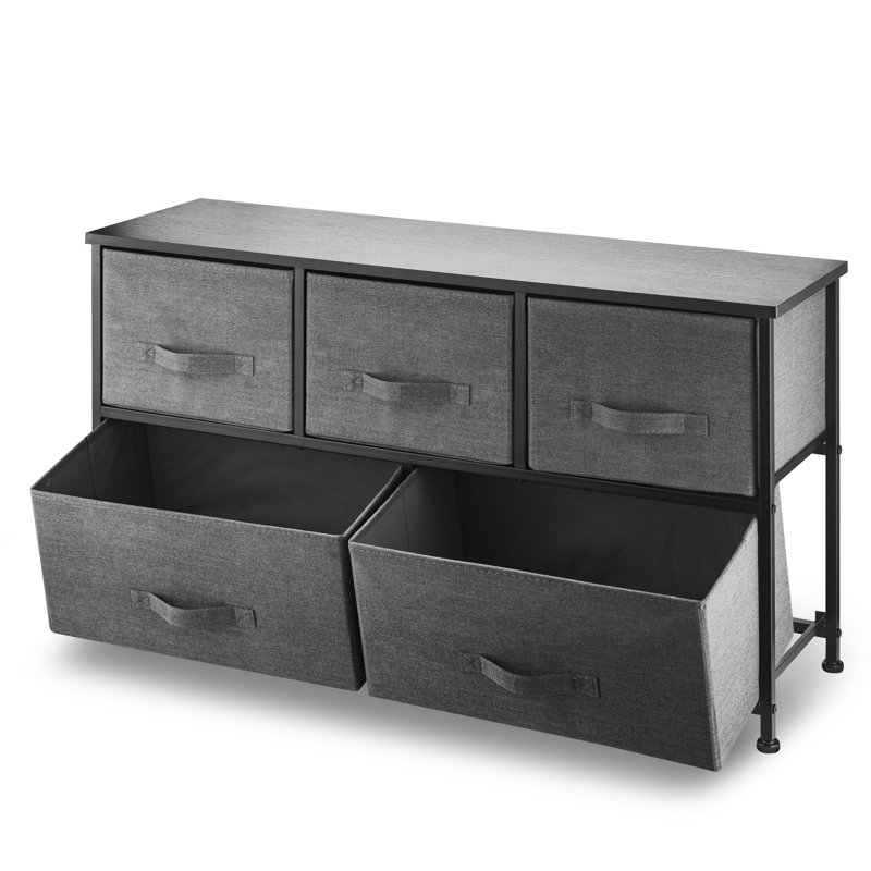 Commode double 5 tiroirs Vetter, Gris anthracite/noir