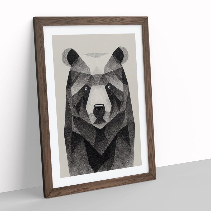 Contemporary Bear No.5 Abstract - Single Picture Frame Print, 34cm H x 25cm W x 2cm D, Brown Framed