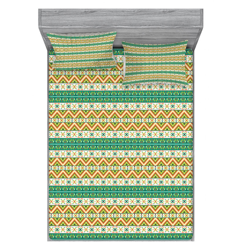 Microfiber Striped Sheet Set, Queen Sheet Set with Fitted Sheet