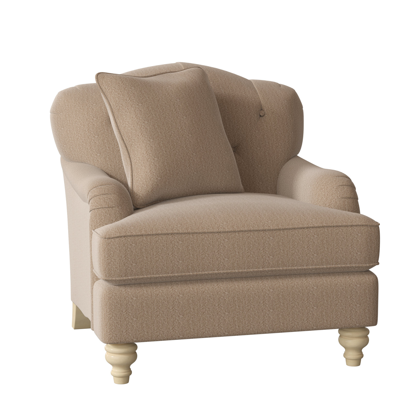 Sullivan Upholstered Down Filled Armchair, Beantown 10 Sand Performance Chenille, Manhattan, No