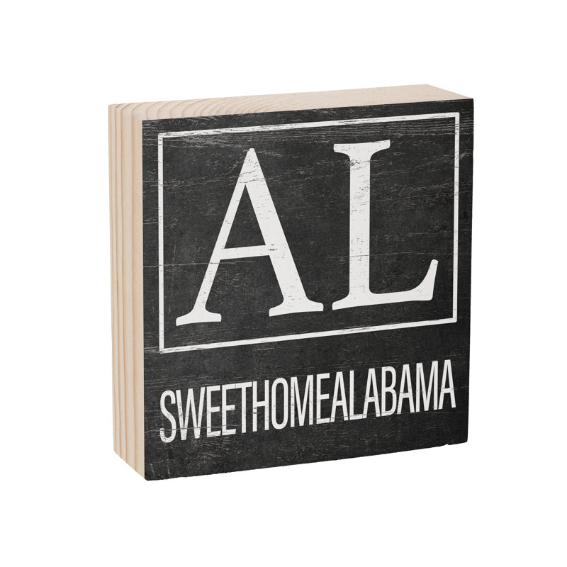 State Wooden Plock Alabama 6x6"