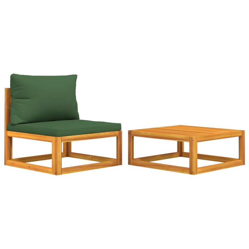 Chaise de patio avec coussins et repose-pieds, Vert