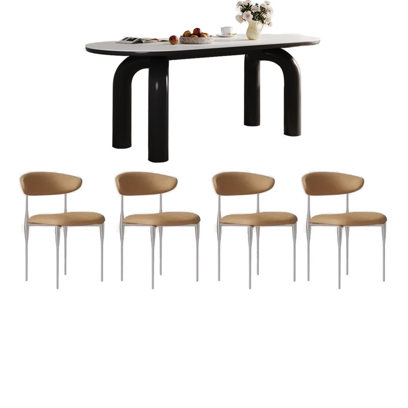 Ensemble de table de salle à manger durable à panneau en pierre durable., H 29,92 po x L 55,12 po x l 31,5 po
