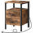 Pake 2 - Drawer 23.6" Tall Iron Nightstand with Storage and Built-In Outlets-75011535