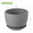 7" Grey Ceramic Indoor Planter – Embossed Sunburst Flower Pot with Drainage Hole and Attached Saucer