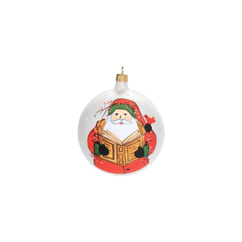 Old St. Nick 4'' Handmade Glass Santa Claus Ball Ornament