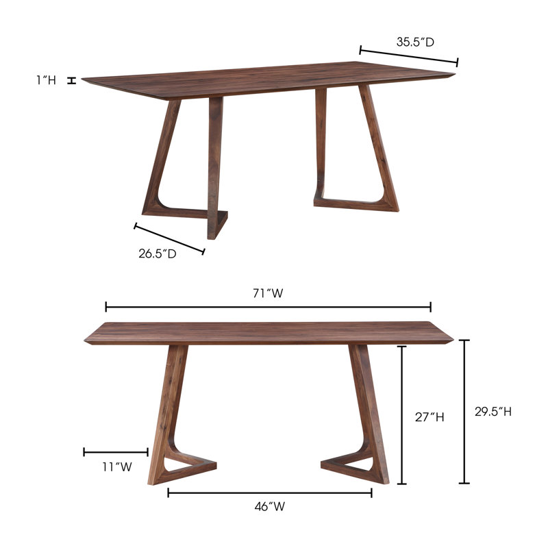 Fischer Walnut Wood Dining Table