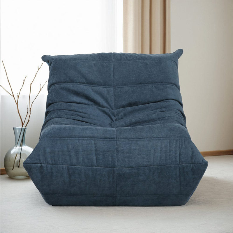 Nevaeh Fabric Bean Bag Lounger, Dark Blue