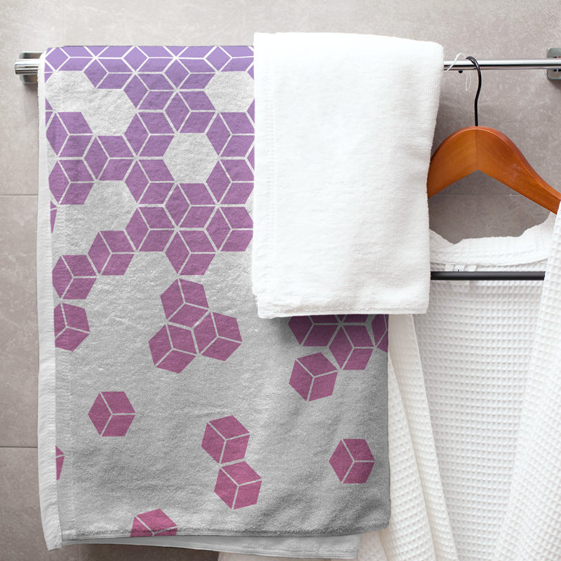 Serviette de bain cube culbuteur, Bleu/rose