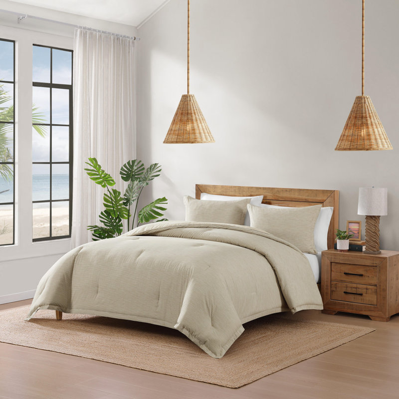 Ensemble de housse de couette réversible en coton Tommy Bahama San Andreas, Beige, Très grand lit