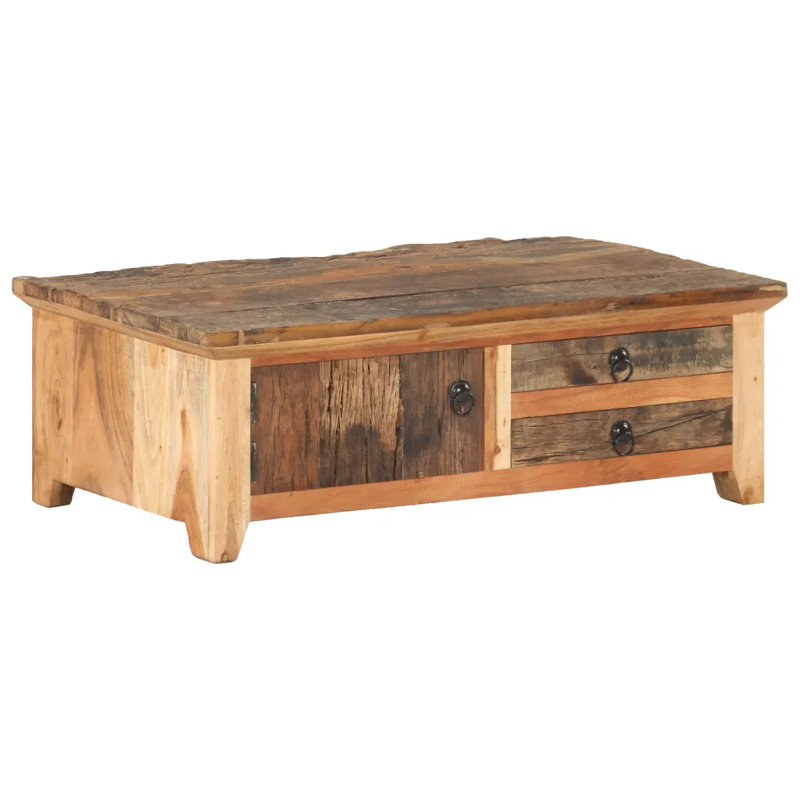 Marisela Solid Wood Four Leg Coffee Table with Storage