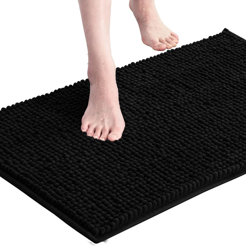 Bathroom Rugs Chenille Bath Rug Soft Short Plush Bath Mat Soft Shower Mat Water Absorbent Shower Mat Quick Dry Machine Washable (16" X 24")
