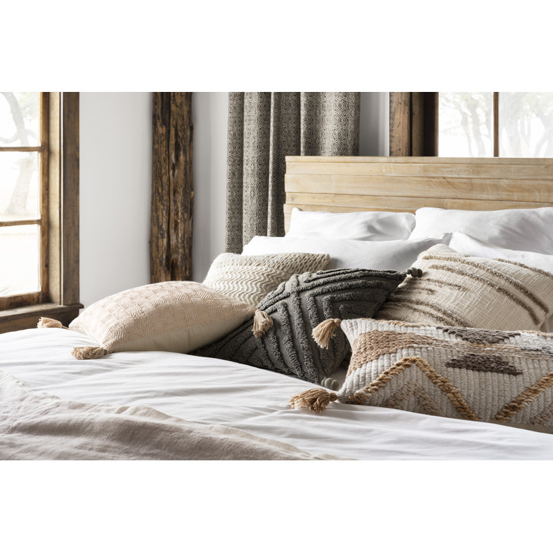 Natural Beige Embroidered Square Floor Pillow Set