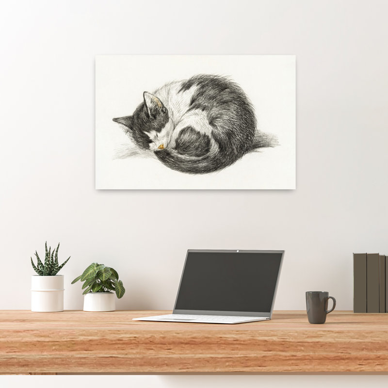 «Rolled Up Allongé, Chat endormi, Chat rétro», art mural, H 16 po x l 24 po