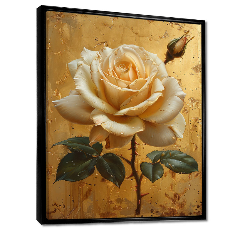 Jaune jaune rétro - art mural rose, H 20 po x l 12 po x P 1 po, Toile avec cadre flottant noir