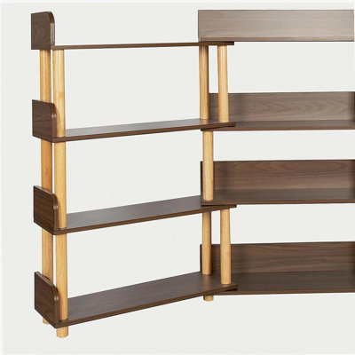 Bibliothèques rétractables et rotatives à 4 niveaux, étagère d'angle en bois, support de rangement pour CD / films / livres