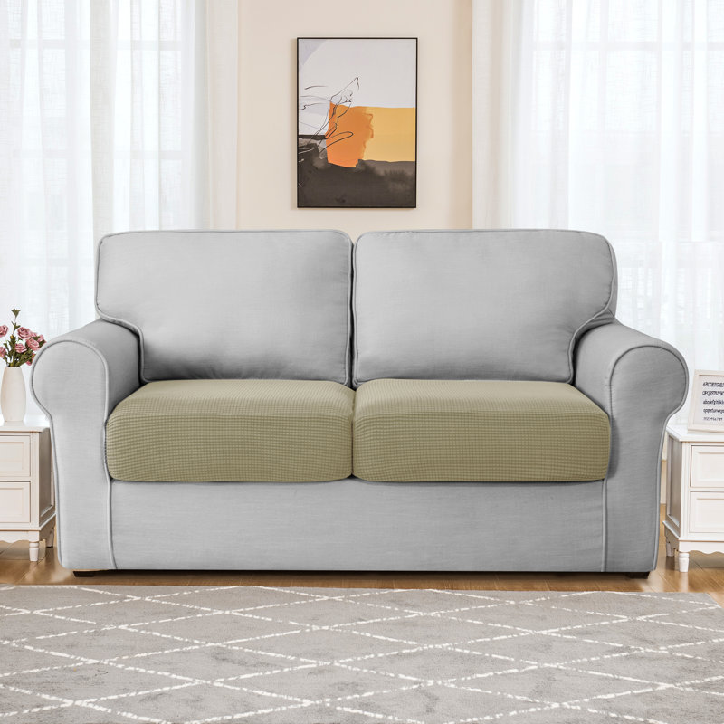 Box Cushion Loveseat Slipcover, Sand