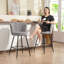 Upholstered Counter Stool with Metal Frame-325673548
