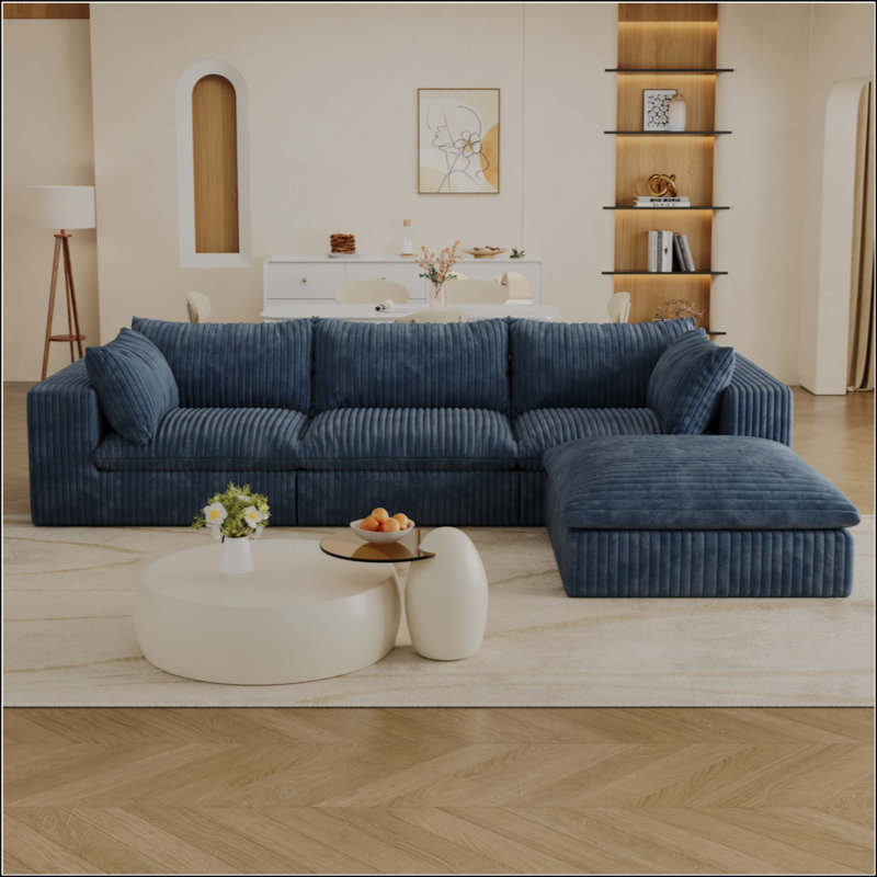 Canapé Boneless Cloud, tissu en velours côtelé, sièges profonds, conception à deux couches, coussin amovible, sans assemblage, combinaison de bricolage pour salon, chambre à coucher, salle de conférence, appartement