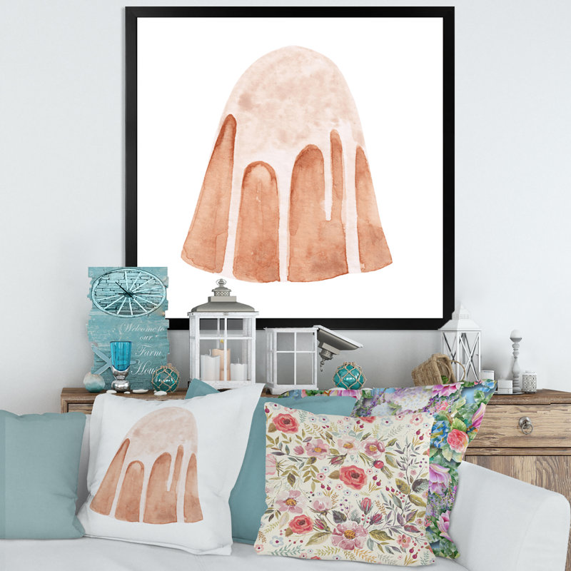 Gâteau de Pâques sur blanc - peinture sur toile, H 30 po x l 30 po x P 1 po, Cadre photo noir