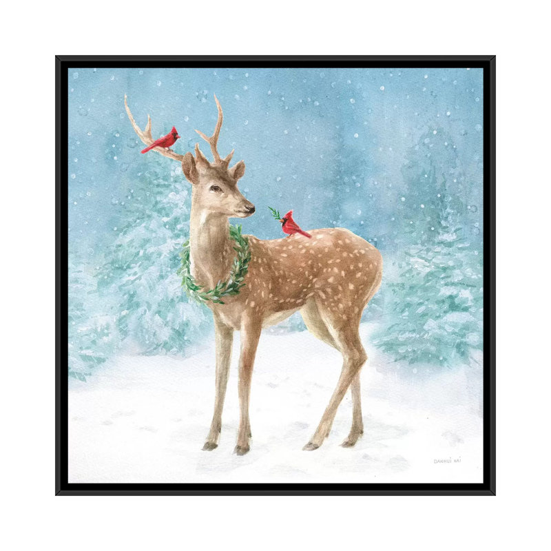 «Woodland Celebration III» par Danhui Nai - reproduction d'art, H 18 po x l 18 po x 1,5 po, Toile avec cadre noir