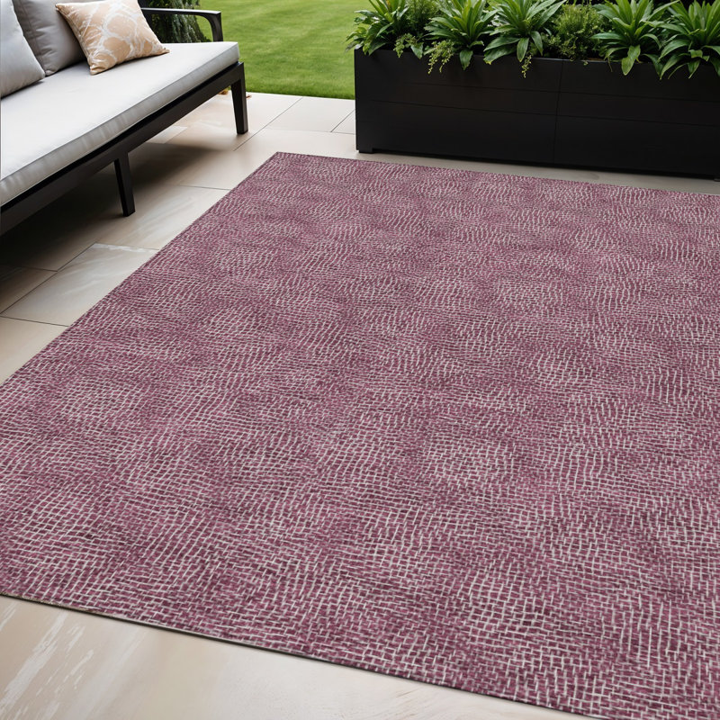 Tapis géométrique lavable intérieur / extérieur 5 pi x 8 pi Aubergine