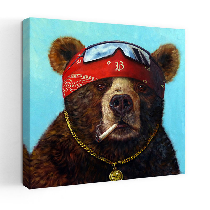 Art contemporain demi-cuit ours, H 18 po x l 18 po