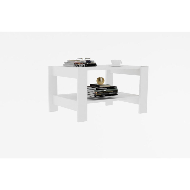 Modern Coffee Table, White Finish, 27.5 x 15.7 x 19.7 inches | 100% Melamine Coated Particle Board, Thickness: 0.7 inches | Sleek Design with 3.9-inch Legs | Perfect for Living Room & Contemporary Spaces