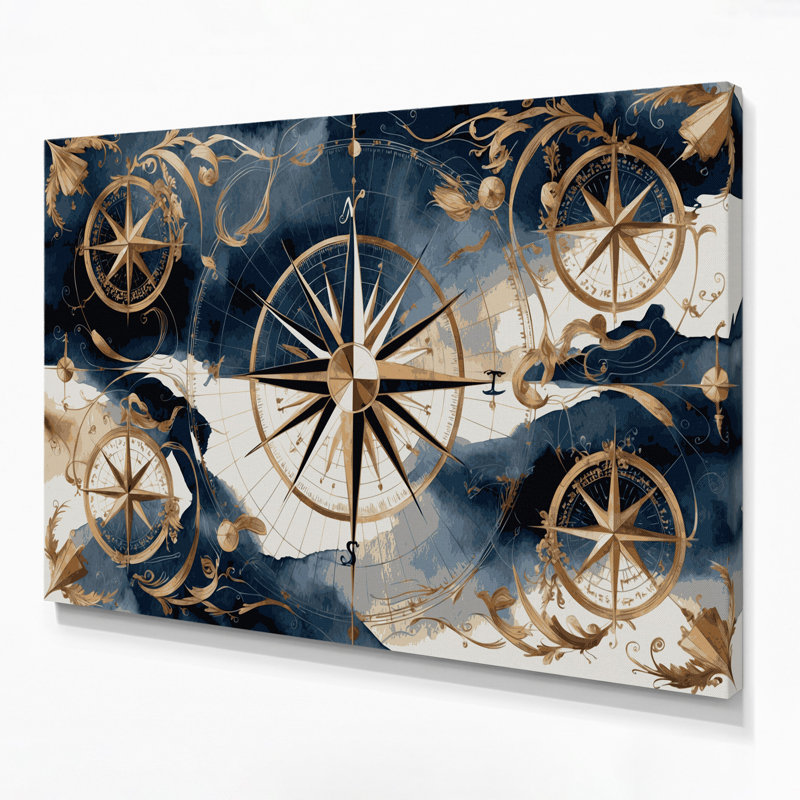 Art nautique sur toile gris, H 11 po x l 14 po