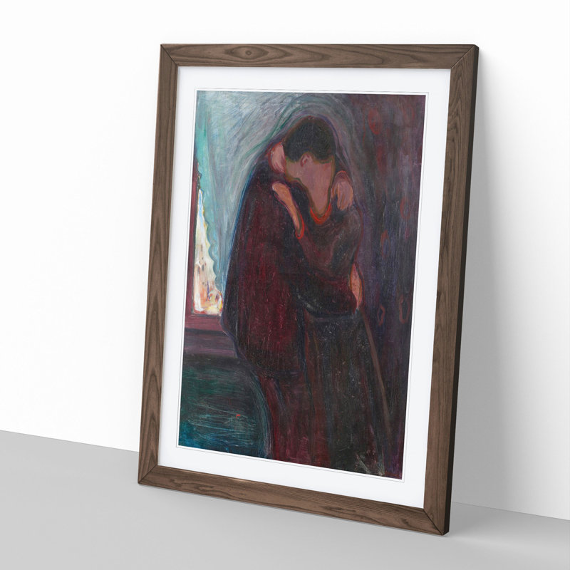 The Kiss Vol.3 by Edvard Munch - Picture Frame Painting, 65cm H x 48cm W x 2cm D, Walnut