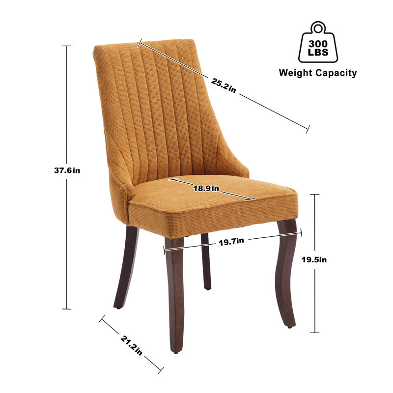 Chaise de salle à manger rembourrée à dossier, Jaune