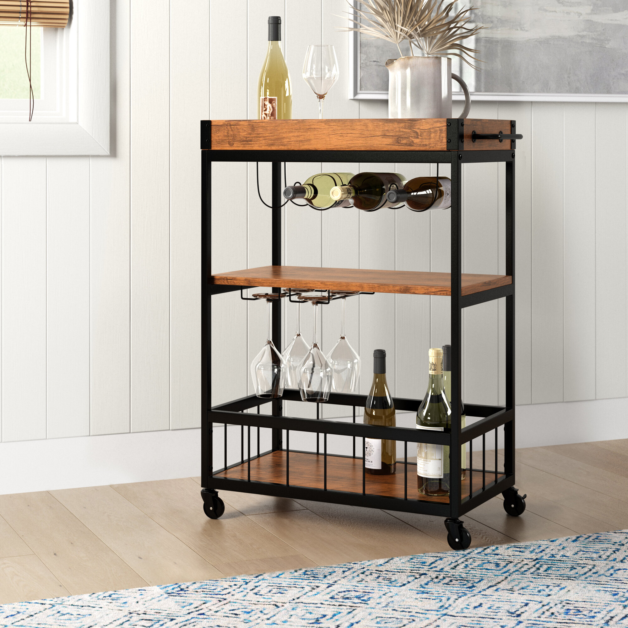 Sand & Stable Raelynn Metal Bar Cart & Reviews | Wayfair