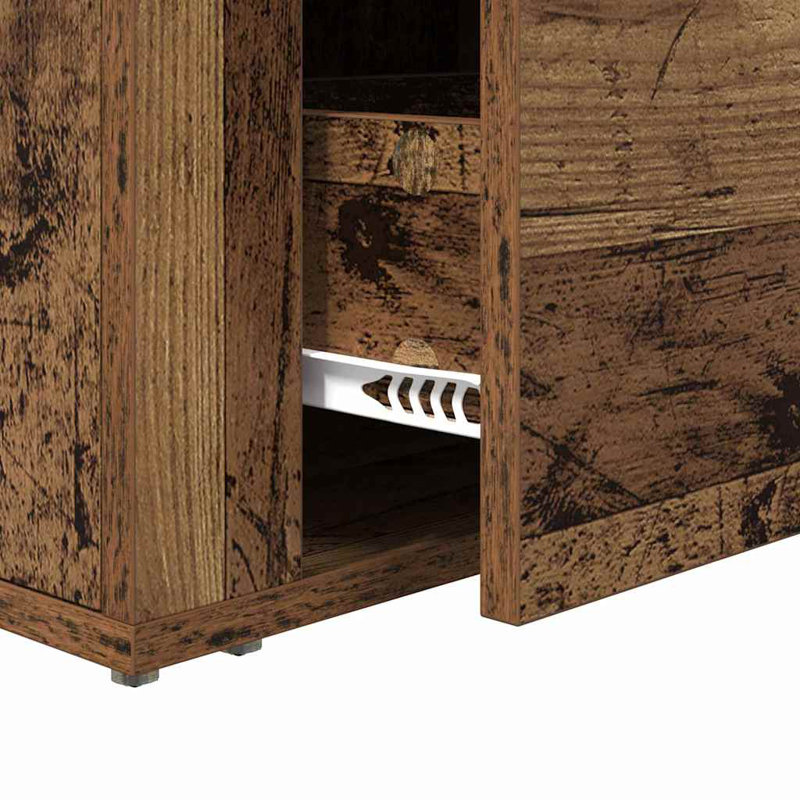 35cm W Manufactured Wood Bedside Table, Old Wood