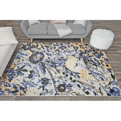 Tapis bleu miel Valentina