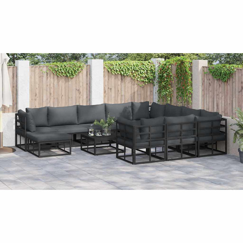  Garden Sofa Set 12 Pcs Black Metal