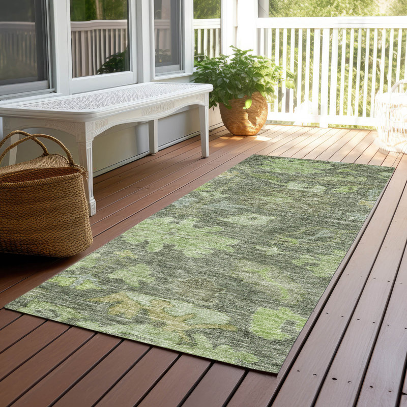 Machine Washable Indoor/Outdoor Cicel ACN1108 Fern Rug, Runner 2'3" x 7'6"