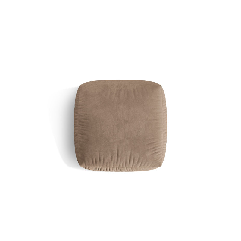 Carlens 106cm Wide Velvet Solid Colour Pouffe Ottoman, Dark Beige
