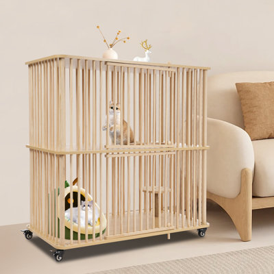 Large Wooden Cat House with Wheels