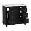 Meuble-lavabo contemporain noir - 36 po x 18 po x 34 po, 4 tiroirs et 1 porte d'armoire, rangement polyvalent, lavabo intégré en résine, tablettes réglables, cadre en bois massif avec panneau de fibres à densité moyenne